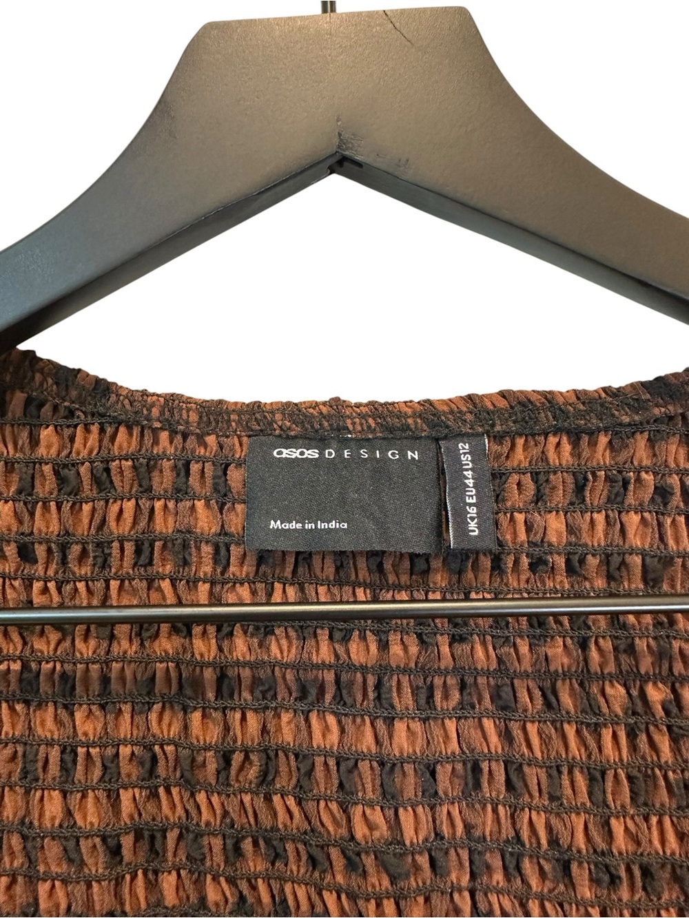 New ASOS Black and Brown Gingham Crinkle Scoop Neck Maxi Dress - Picture 2 of 5
